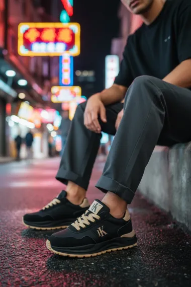 Adidasi barbati casual, negri A2571